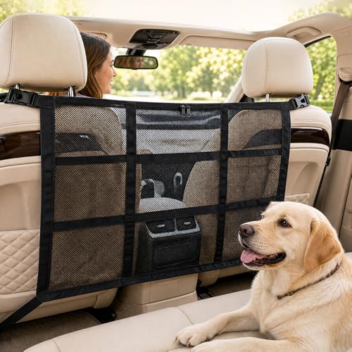 Dog Car Barrier for SUV Truck Sedan Mesh Pet Barrier with Extended Side Flaps