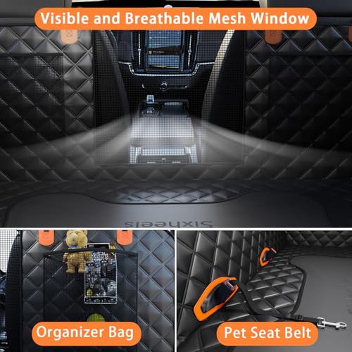 Dog Car Seat Cover Back Seats Protector (For Cars/ Mid-Size SUV/ Small Truck / Black with Hard Bottom)