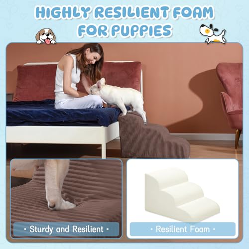 4 Step Dog Stairs Pet Ramp for High Beds (Coffee / 4-Step 20"H)