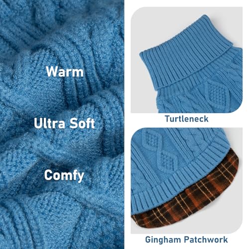 Dog Sweater for Small Dogs Turtleneck Thick Knit Pullover (Medium (7-13lbs) / 8# Light blue)