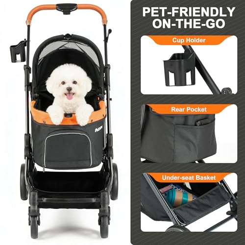 Pet Stroller for Small Dogs & Cats (Black)