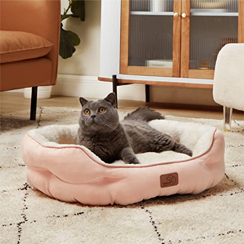 Small Dog Bed Washable (25"L x 21"W x 8"Th / Peach Pink)