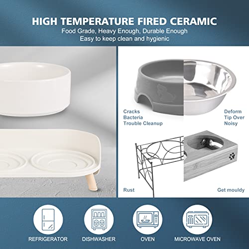 Elevated Dog Bowls Ceramic (White / Small)