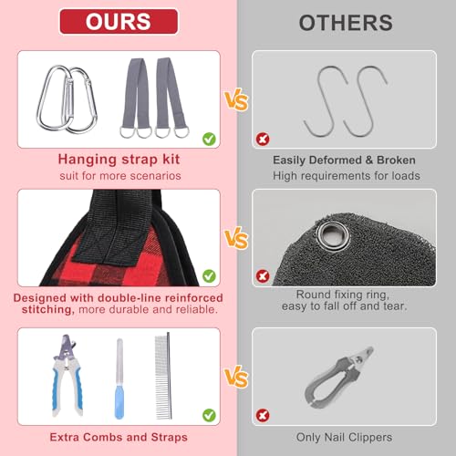 Dog Grooming Hammock for Small Dogs (XS (Leg Spacing: 6-9.5" / Max W: 15lbs) / Buffalo Red)