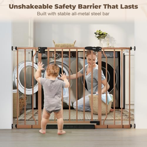 29" 45" Baby Gate for Stairs & Doorways (Brown / 29-45"Wide, 30"Tall)