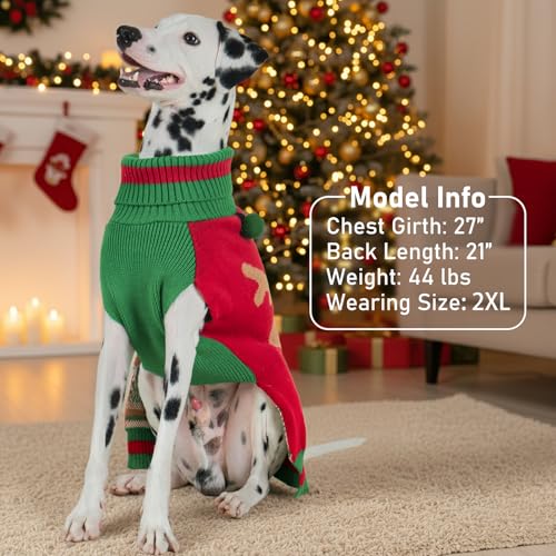 Dog Christmas Sweater for Small Dog Thick Knit with Reindeer Pattern (Medium (7-11lbs) / 3# Santa hat reindeer)