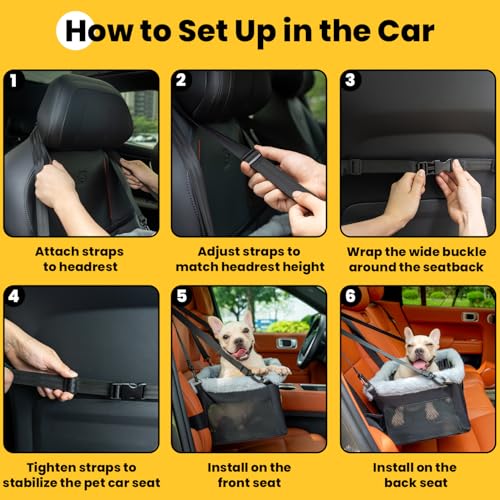 Dog Car Seat Booster (Black / 1 Pack-Small Dogs under 20lbs)