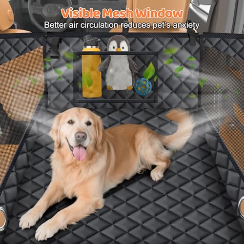 Hard Bottom Dog Car Seat for Back Seat (Carbon Black / Standard - 54" Length)
