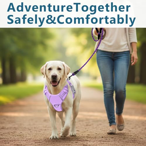 No Pull Dog Harness for Large Dogs (Large(Chest:24.5-32.5") / Violet Purple-Oxford)
