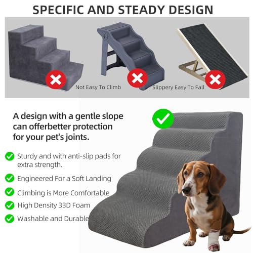 5 Step Pet Stairs Ramp for High Beds Sofas 23 (Grey / 5-step)