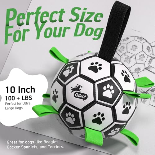 10 Inch Gaint Dog Soccer Ball with Straps (Black Green / 10 Inch)