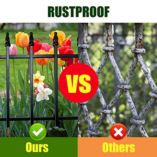 18"H x 22"W Decorative Metal Garden Border Fence (Black / 18″ H x 9.17 ft (5 Panels))
