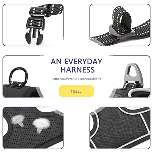 Dog Harness No Pull Adjustable Padded Reflective Harness for Small Medium Large Dogs with Handle for Walking Training (L / Black)