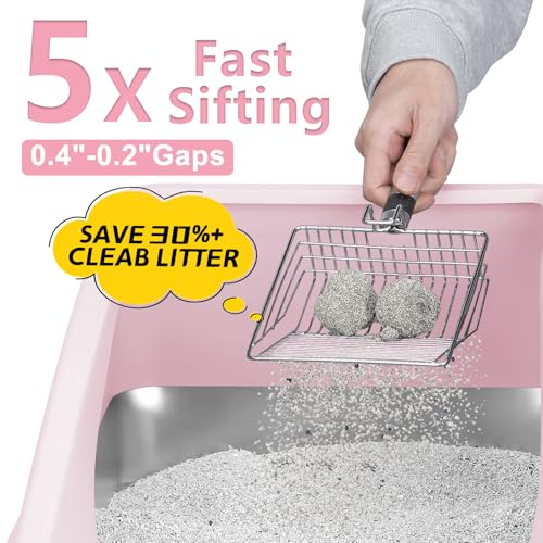 Stainless Steel Litter Box (Cute Pink / XX-Large)