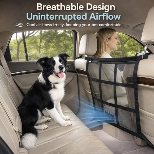 Dog Car Net Barrier with Zipper Pocket (Regular Buckle 35.4 x 23.6 in)