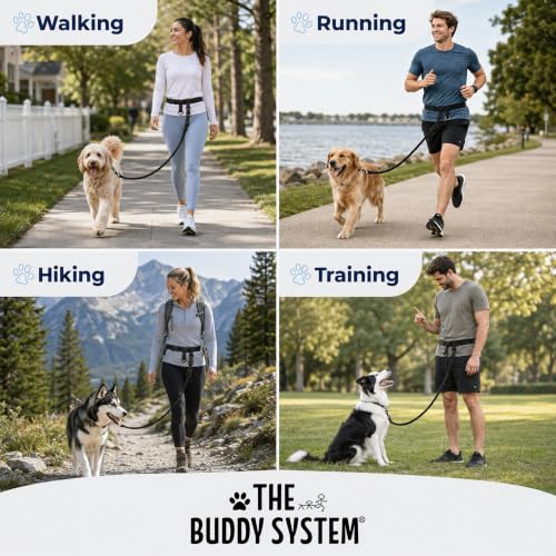 Hands Free Dog Leash (Regular Dog System (Regular Belt (22"- 40" Waist)) / Black)