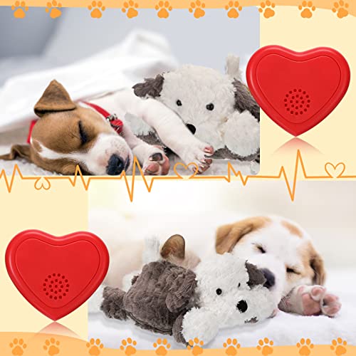 2 Pack Puppy Heartbeat Toy Stuffed Puppy for Sleep Aid Plush Animals Dog Toy with Beating Heart Relief Separation Anxiety Training Behavioral