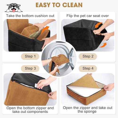 Dog Car Seats for Small Medium Dogs Under 35lbs (Brown / Small/Medium)