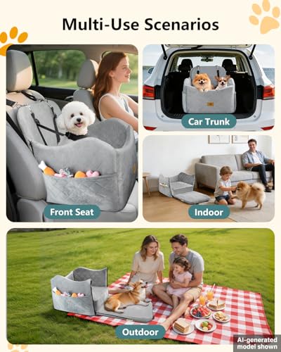 Dog Car Seats for Small Dogs Up to 35lb (Grey)
