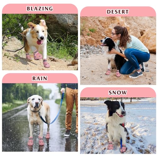 Dog Shoes for Large Medium Small Dog (Pink / Size 7: 2.76''x3.27''(W*L))