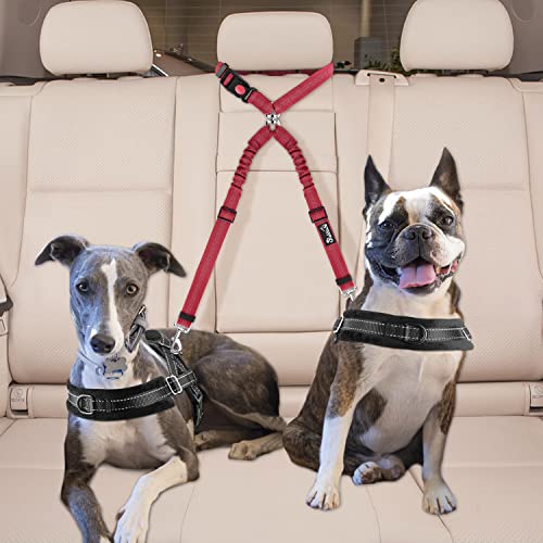Double Dog Car Seat Belt (Red)
