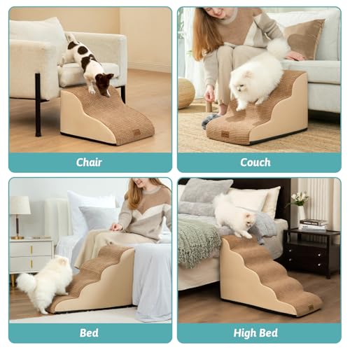 Dog Stairs for Small Dog 19.7" H (Light Brown / Standard:15.7"x28.3"x19.7")
