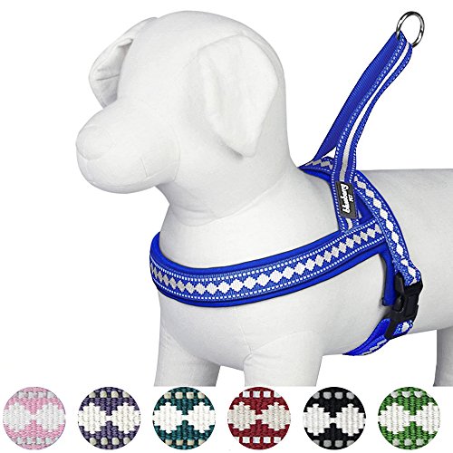 4 Colors Soft & Comfy 3M Reflective Jacquard Padded Dog Harness (Medium(21.5" - 27.5") Chest Girth / Palace Blue)