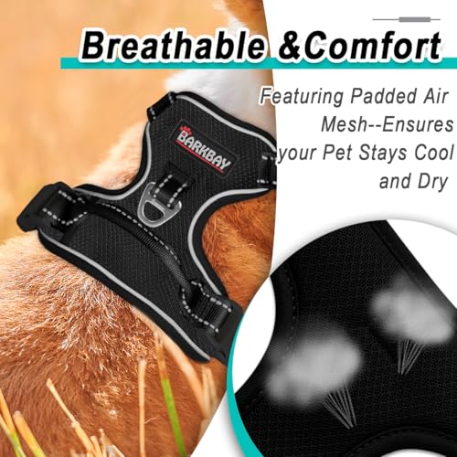 Dog Harness for Large Dog No Pull Mesh 2 Clips Dog Vest (X-Large / Black-Mesh)