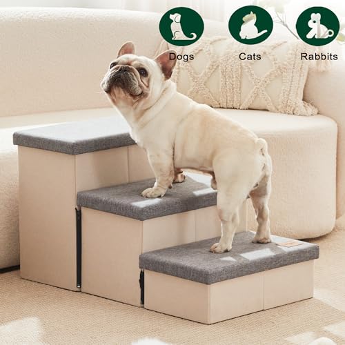 Dog Stairs for High Bed (Light Grey / 29.5" X 17" X 17.7" H)