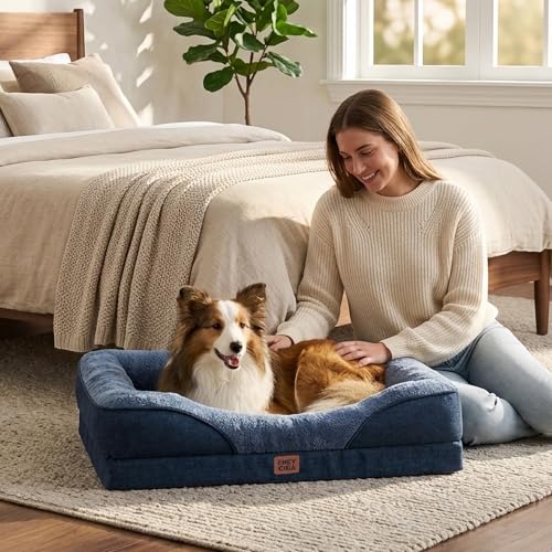 Orthopedic Dog Bed for Large Dog (Navy / 36x27x7)
