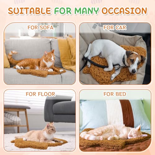 3 Pack Self Warming Pet Bed Leaf Shape Self Heating Cat Dog Mat Washable Thermal Sleeping Pad for Indoor Outdoor Hedgehog (Orange / Small-16"x20")