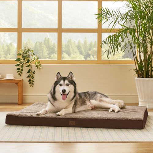 XXL Dog Bed Giant Pet Bed with Washable Cover (53"L x 36"W x 4"Th / Brown)