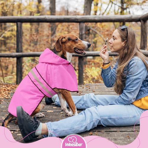 Dog Raincoat Reflective Dog Rain Jacket (Large / Pink)