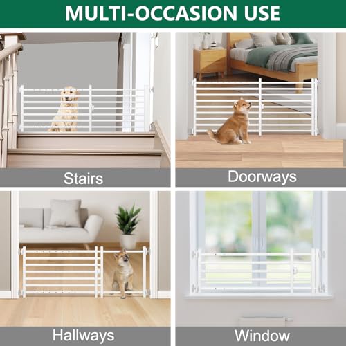 Indoor Dog Gate with Door (White / 24''H × 26''- 41''W)