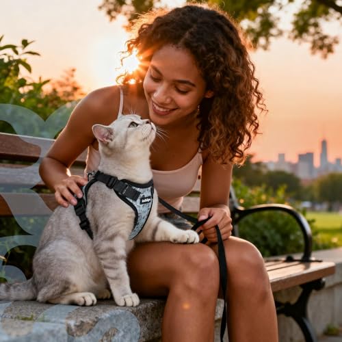 Cat Harness and Leash Set (S / Doodle Gray)