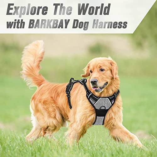 No Pull Dog Harness Front Clip Heavy Duty Reflective Easy Control Handle for Large Dog Walking (Large(Chest:24.5-32.5") / Flint Gray)