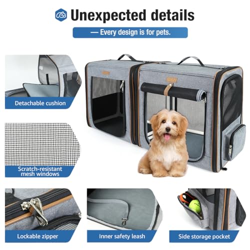Large Cat Carrier for 2 Cats (Grey)