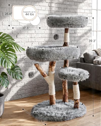 Solid Wood Cat Tree (Grey)
