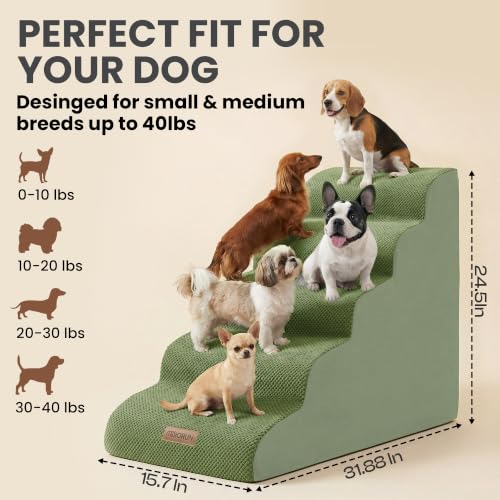 Dog Stairs for High Beds (Sage Green / Stairs 24.5"H)