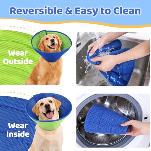 Soft Dog Cone Collar to Stop Licking After Surgery (Blue / XL)