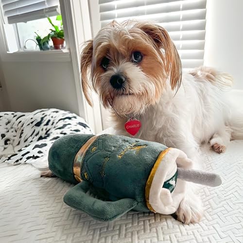Snuggly Cup Plush Dog Toy Tumbler Parody Stuffed Chew Toy (Snuggly Cup (Green))