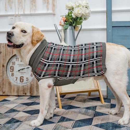 Dog Sweaters for Large Medium Small Dogs (L - Chest 28", Back 20" / Grey)