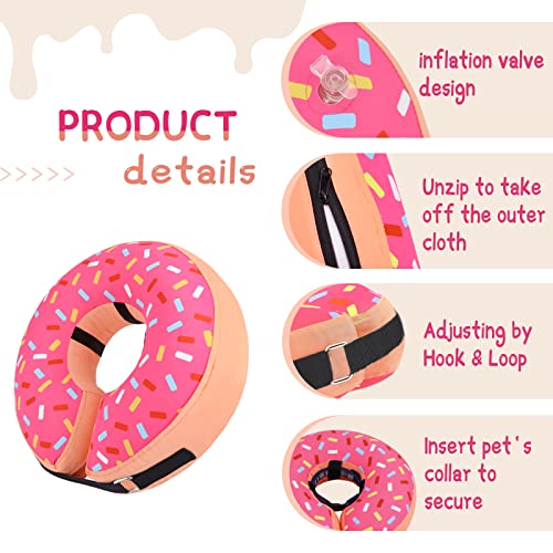 Inflatable Dog Cone Collar Alternative After Surgery (Donut Pink / XL(Neck 14"-18"))