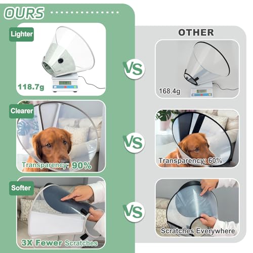 Dog Cone Collar with Soft Liner to Stop Licking (Green / XS(Depth: 6.1, Girth: 9.5-11.5 ))
