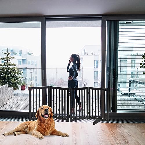 Wooden Free Standing Dog Gate 80" W x 30" H (Black / 80"W x 30"H)