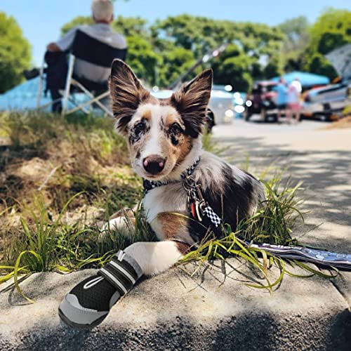 Dog Shoes for Large Medium Dog Boots & Paw Protectors for Hot Pavement (Black / Size 5: 2.4''x2.8''(W*L) for 40-55 lbs)