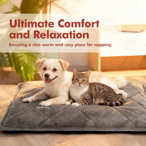 Self Warming Bed Self Heating Cat Bed Pad 36 x 24 Inches (Suede Grey / 36"L x 24"W x 2"Th)
