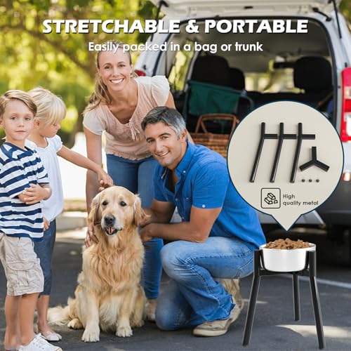 Dog Bowl Stand for Large Dogs (Height: 13.7", Width: 7-10.6" / Black, 13.7H-Round)