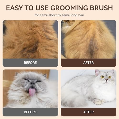 Cat Brushes for Indoor Cats Dog Hair Brush for Shedding Long or Short Haired Cats Grooming Deshedding Brush for Dog Kitten Horse Massage Removes Loose Fur (Brown)