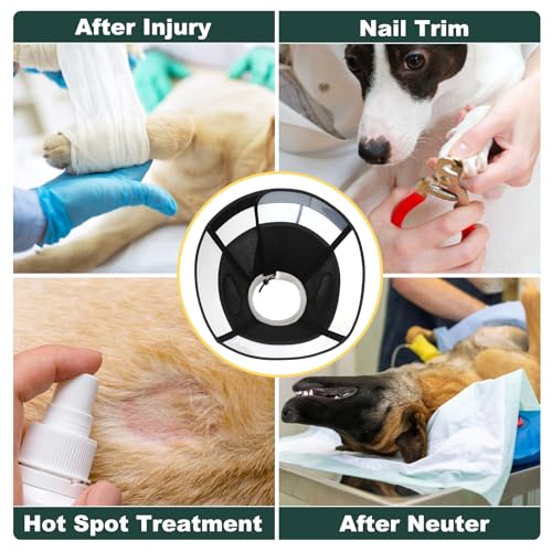 Soft Dog Cone Collar for Large Dogs (Black / XXL)